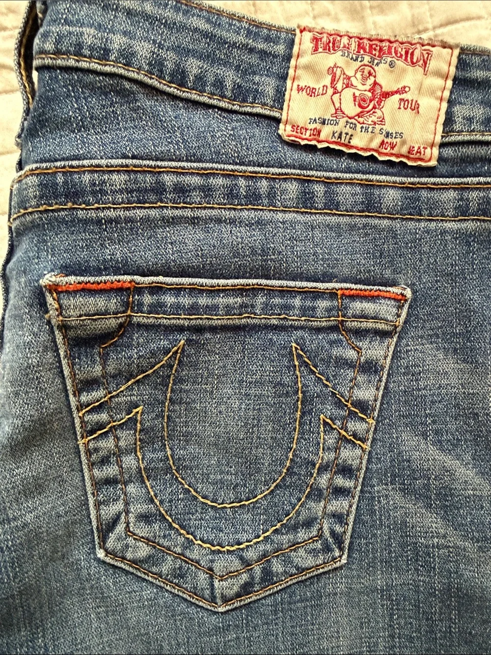 True Religion Men's Straight Leg Faded Blue Jeans